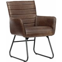 Stuhl Echtleder 62x59x86 dunkelbraun iron label 06 von Massivmoebel24