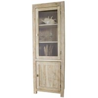 Vitrine Akazie 65x42x190 white stone getüncht NATURE WHITE 53 von Massivmoebel24