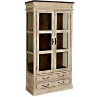Massivmoebel24 - Vitrine Mango / Akazie 90x45x180 weiß gewachst castle-antik 71 von Massivmoebel24