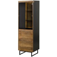 Vitrine Mango / Altholz 56x47x180 schwarz / natur lackiert davis 40 von Massivmoebel24