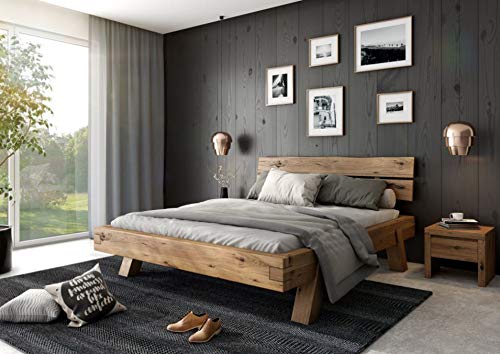 Futonbett Helena in Balkenoptik 180x200 cm Wildeiche rustikal massiv von Massivmoebelversand.de