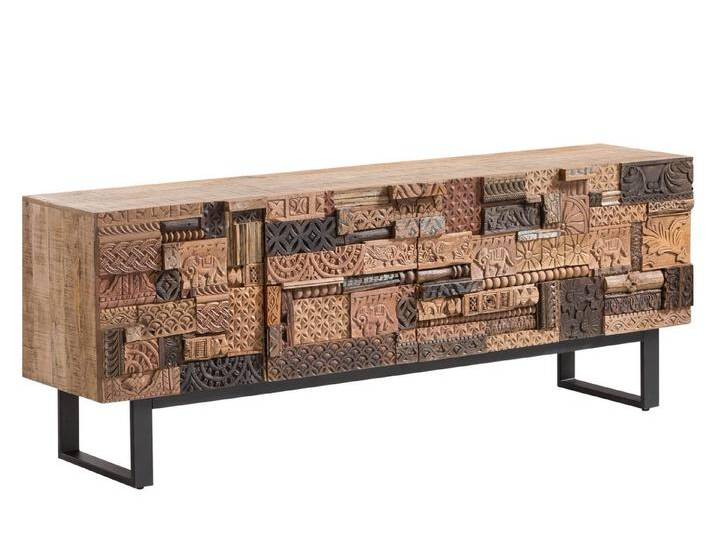 massivum Sideboard Greenland 4-türig, Massivholz Schrank rustikal Kommode (13 St), braun von Massivum