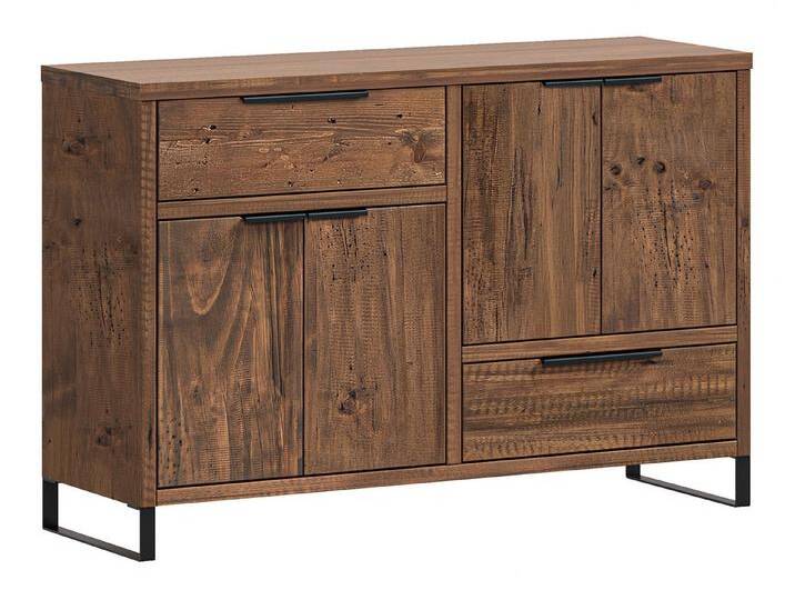 massivum Sideboard Sydney 126cm pinie rustikal Kommode Wohnzimmer Massivholz (13 St), braun von Massivum