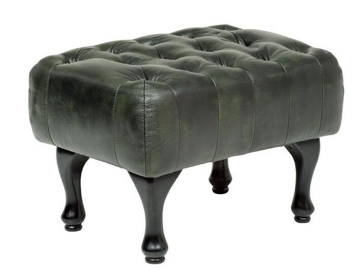 massivum Sitzhocker Hocker Chesterfield Pittsfield Echtleder grün, grün, grün von Massivum