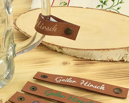 Henkelband 'Geiler Hirsch' Bestickt - Stickfarbe wählbar - 1 Stück - Oktoberfest Maß Maßkrugband von Maßkrugband.de
