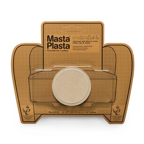 MastaPlasta BEIGE Selbstklebende Wildleder Reparatur Pflaster. Kreis 5cm x 5cm, Erste Hilfe für Sofas, Autositze, Handtaschen, Jacken usw von MastaPlasta