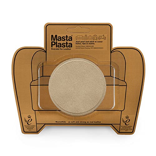 MastaPlasta BEIGE Selbstklebende Wildleder Reparatur Pflaster. Wählen Sie Größe/Design. Erste Hilfe für Sofas, Autositze, Handtaschen, Jacken usw Kreis 8cm x 8cm von MastaPlasta