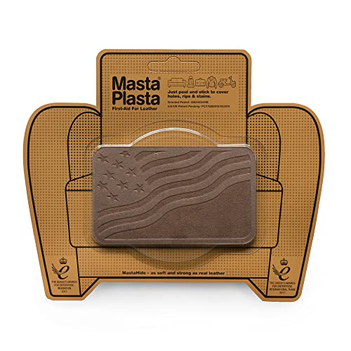 MastaPlasta Premium Wildleder Flicken Selbstklebend - Braun Wildleder - 10cm x 6cm. Design: Flagge. Dekoration oder Reparatur für Sofas, Autositze, Handtaschen, Jacken von MastaPlasta