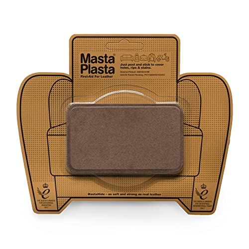 MastaPlasta Wildleder-Reparaturflicken selbstklebend, PREMIUM - Braun Wildleder - 10cm x 6cm. Erste Hilfe für Sofas, Autositze, Handtaschen, Jacken usw von MastaPlasta
