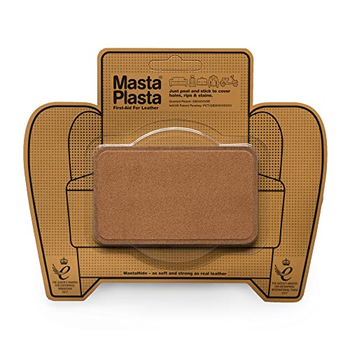 MastaPlasta Wildleder-Reparaturflicken selbstklebend, PREMIUM - Hellbraun Wildleder - 10cm x 6cm. Erste Hilfe für Sofas, Autositze, Handtaschen, Jacken usw von MastaPlasta