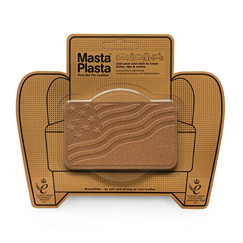MastaPlasta Premium Wildleder Flicken Selbstklebend - Hellbraun Wildleder - 10cm x 6cm. Design: Flagge. Dekoration oder Reparatur für Sofas, Autositze, Handtaschen, Jacken von MastaPlasta