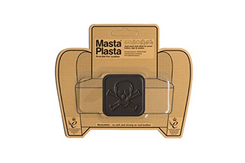 MastaPlasta Premium Selbstklebender Lederflicken - Dunkelbraun Leder - 5cm x 5cm. Design: PIRAT. Dekoration oder Reparatur für Sofas, Autositze, Handtaschen, Jacken von MastaPlasta