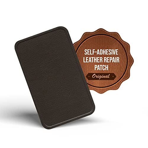 MastaPlasta Selbstklebende Premium Leder Reparatur Patch - Dunkelbraun Leder - 10cm x 6cm. Sofortige Polsterung Qualität Patch für Sofas, Auto Interieur, Taschen, Jacken von MastaPlasta
