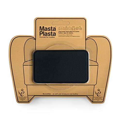 MastaPlasta Selbstklebende Premium Leder Reparatur Patch - Schwarz Leder - 10cm x 6cm. Sofortige Polsterung Qualität Patch für Sofas, Auto Interieur, Taschen, Jacken von MastaPlasta