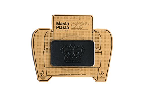 MastaPlasta Premium Selbstklebender Lederflicken - Schwarz Leder - 10cm x 6cm. Design: KRONE. Dekoration oder Reparatur für Sofas, Autositze, Handtaschen, Jacken von MastaPlasta