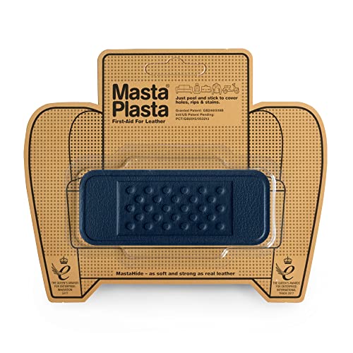 MastaPlasta Selbstklebende Premium Leder Reparatur Rund Patch - Marineblau Pflaster 10cm x 4cm. Sofortige Polsterung Qualität Patch für Sofas, Autositze, Jacken, DIY von MastaPlasta