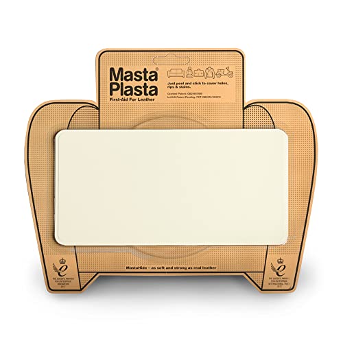 MastaPlasta Selbstklebende Premium Leder Reparatur Patch - Elfenbein Leder - 20cm x 10cm. Sofortige Polsterung Qualität Patch für Sofas, Autositze, Jacken, DIY von MastaPlasta