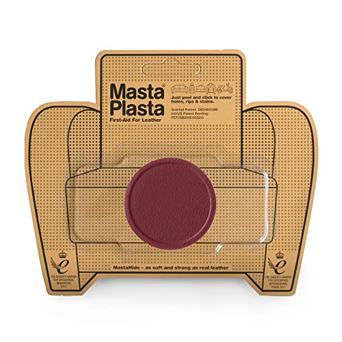 MastaPlasta Selbstklebende Premium Leder Reparatur Rund Patch - Rot Kreis 5cm x 5cm. Sofortige Polsterung Qualität Patch für Sofas, Autositze, Jacken, DIY von MastaPlasta