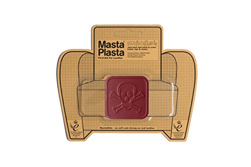 MastaPlasta Selbstklebende Premium Leder Reparatur Patch - Rot Pirat 5cm x 5cm. Sofortige Polsterung Qualität Patch für Sofas, Autositze, Jacken, DIY von MastaPlasta