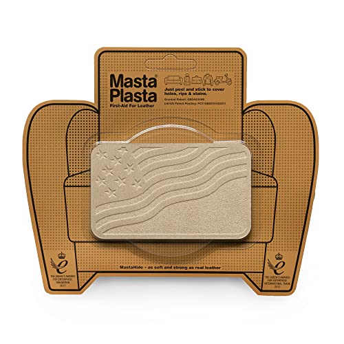 MastaPlasta Premium Wildleder Flicken Selbstklebend - Beige Wildleder - 10cm x 6cm. Design: Flagge. Dekoration oder Reparatur für Sofas, Autositze, Handtaschen, Jacken von MastaPlasta