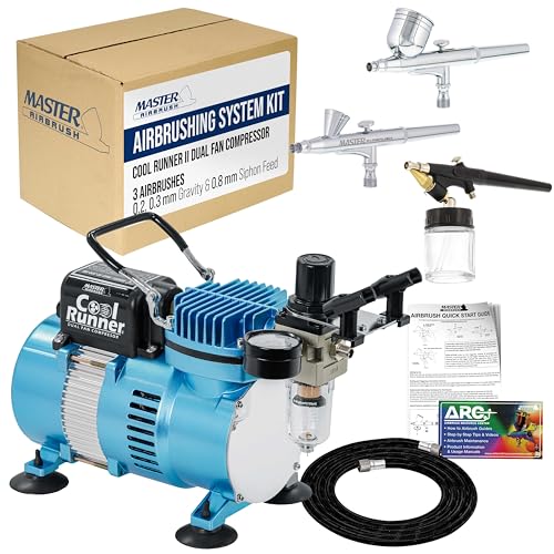 Master Airbrush ARTMulti-Purpose Profi-Airbrush-System mit 3 Airbrushs, 1,8 m Luftschlauch & Airbrush-Halter, Trainingsbuch Master Airbrush ARTMulti-Purpose Profi-Airbrush-System mit 3 Airbrushs, 1,8 m Luftschlauch & Airbrush-Halter, Trainingsbuch von Master Airbrush