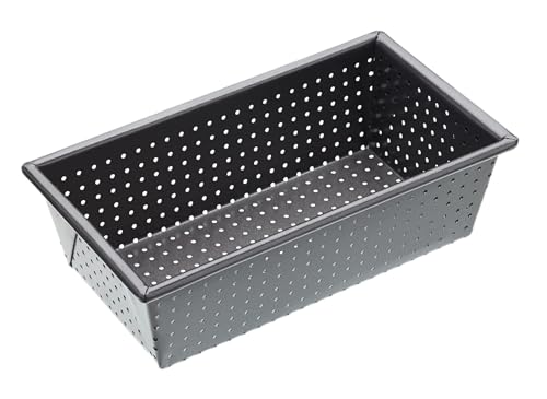 MasterClass Crusty Bake Perforierte Laibform mit PTFE-, PFOA- und BPA-freiem Antihaftbeschichtung, robuster 1 mm Kohlenstoffstahl, 21cm x 11cm x 7cm, grau von Master Class
