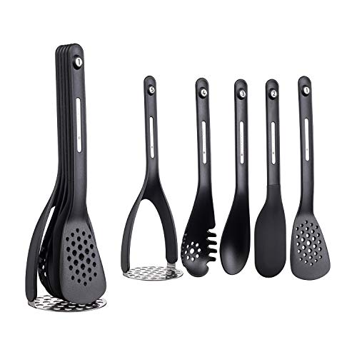MasterClass Smart Space Nesting Magnetic Plastic / Silicone Kitchen Utensil Set, 9 x 9 x 30 cm (3.5" x 3.5" x 12") - Schwarz (5 Teile) von Master Class