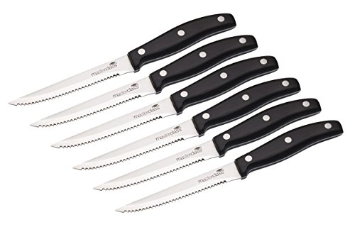 MasterClass 6 Deluxe Steakmesser, Edelstahl mit Korrosionsbeständigen, Gezahnten Klingen, 11 cm, 6er-Set von Master Class