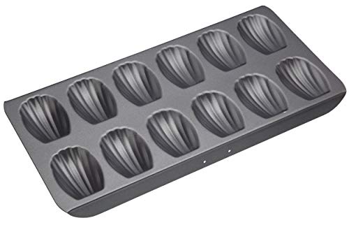MasterClass Madeleine-Blech mit PTFE-, PFOA- und BPA-freier Antihaftbeschichtung, robuster 1 mm dicker Karbonstahl, 12-Loch-Kuchenform, 40x 20 cm, grau von Master Class