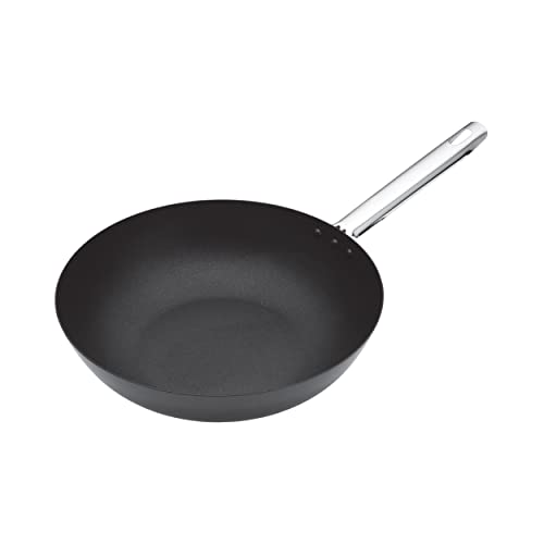 MasterClass Wok, 2mm dicker Karbonstahl, Antihaftbeschichtung, Edelstahlgriff, Induktionsgeeignet, Temperaturen bis 250 °C, 30 cm von Master Class