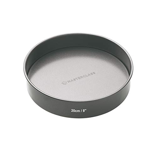 MasterClass Sandwich Tin, 20cm Round Cake Pan, With Loose Base, Non Stick, Robust 1mm Thick Carbon Steel, PFOA Free, 8 Inch, Grey von Master Class