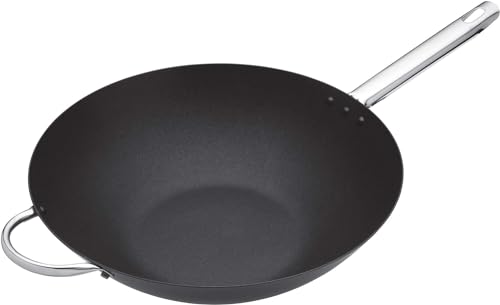 MasterClass Wok Carbon, antihaftversiegelt, Karbonstahl, Wokpfanne 8 Liter, 35,5 cm (14''), schwarz von Master Class