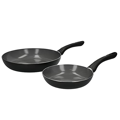 MasterClass Can-to-Pan Ceramic Eco Bratpfannenset mit PTFE-, PFOA- und BPA-freier Antihaftbeschichtung, hergestellt aus 70 % recyceltem Aluminium, 20 cm / 28 cm, 2-teiliges Set, schwarz von Master Class