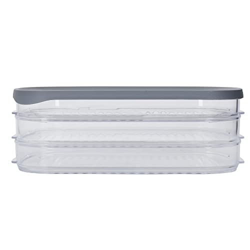 MasterClass Deli Frischhaltebox mit 3 einzelnen transparenten Fächern, großer rechteckiger Fleisch und Aufschnittbehälter mit grauem Deckel für den Kühlschrank von Master Class