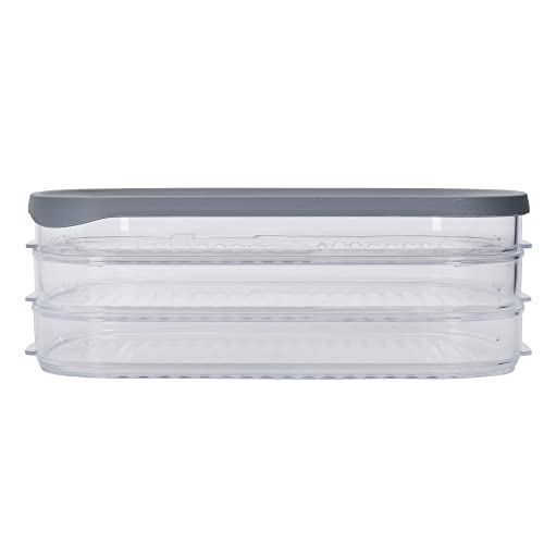 MasterClass Deli Food Storage Box mit 3 einzelnen transparenten Fächern, großer rechteckiger Fleisch- und Wurstbehälter mit grauem Deckel für den Kühlschrank von Master Class