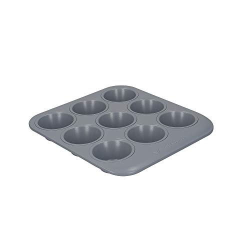 MasterClass Smart Ceramic Muffinblech, mit robuster Antihaftbeschichtung, Karbonstahl, stapelbares Muffinblech mit 9 Muffinformen, 24 cm x 22cm von Master Class