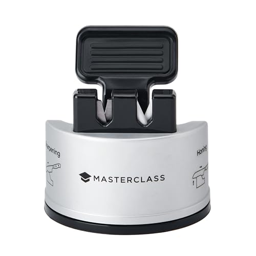 MasterClass Smart Sharp Dual-Messerschärfer mit 2 Schneiden zum Schärfen und Abziehen von Edelstahl- und Keramikmessern, Silber von Master Class