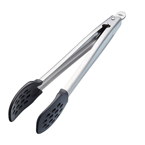 MasterClass Küchenzange aus Metall mit Nylonkopf, 28 cm (11''), Schwarz / Silber von Master Class