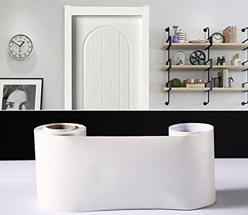 Master_GGGGG Tapetenbordüre selbstklebend PVC Sockelleiste Dekorative Bordüre Selbstklebende Home Küche selbstklebend für Badezimmer Wohnzimmer Weiß gebürstet 10 cm X 500 cm von Master_GGGGG