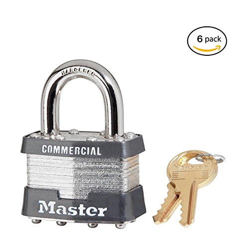 6 Pack Master Lock 1KA-2006 1-3/4" Wide Keyed Alike Commercial Grade Laminated Padlock with 15/16" Shackle Height - Keyed to 2006 Key Code von Master Lock