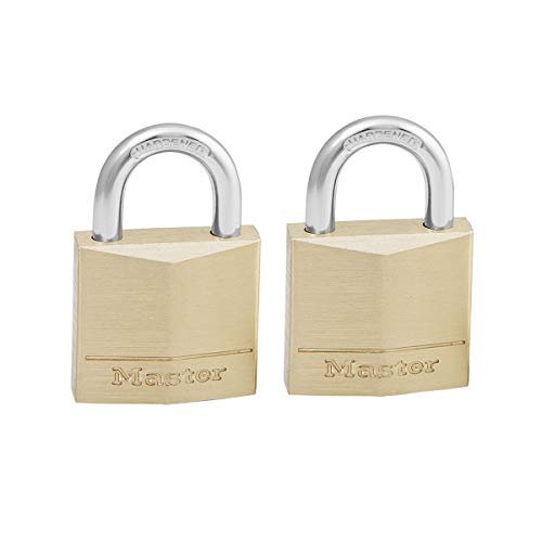 Master Lock 130EURT 2-er Pack Schlüssel Vorhängeschlösser aus Massivmessing, Gold, 4,9 x 3 x 1,2 cm von Master Lock
