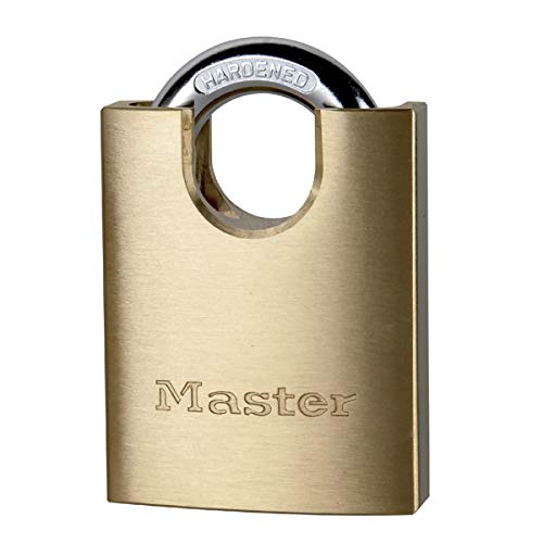 Master Lock 2250EURD Schlüssel Vorhängeschloss mit Gehäuse aus Massivmessing und verdecktem Bügel, Gold, 9,2 x 5 x 1,7 cm von Master Lock