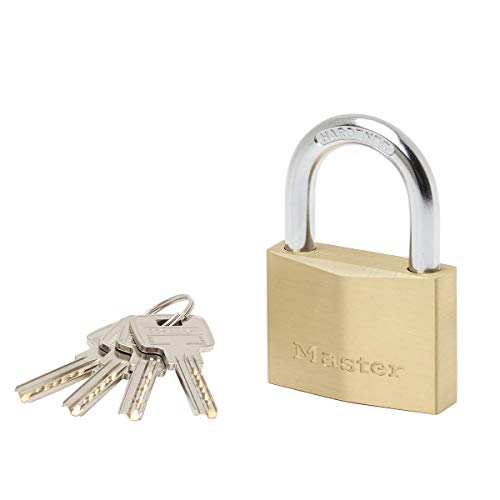Master Lock 2960EURD Schlüssel Vorhängeschloss aus extradickem Massivmessing, Gold, 8,8 x 6 x 2,1 cm von Master Lock