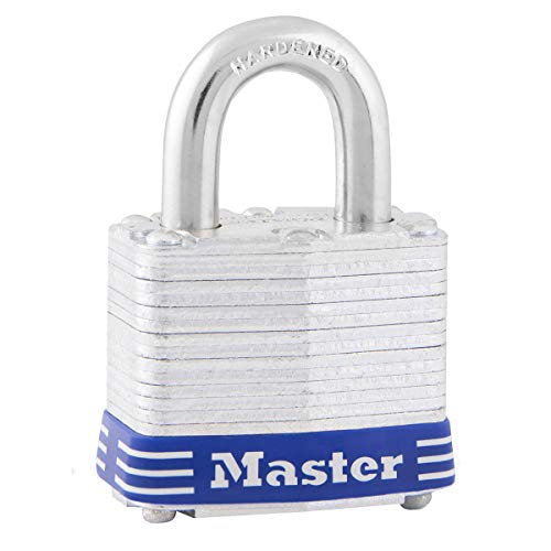Master Lock 3EURD Vorhängeschloss aus laminiertem Stahl mit Schlüssel, Grau, 5,9 x 4 x 2,1 cm von Master Lock