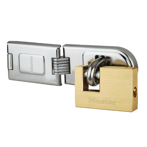 MASTER LOCK 606720EURD VORHM-DNGESCHLOSS 63MM VOLLMESSING (RECHTECKIGESGEHM-DUSE) + SCHIESSBAND STAHL 159MM von Master Lock