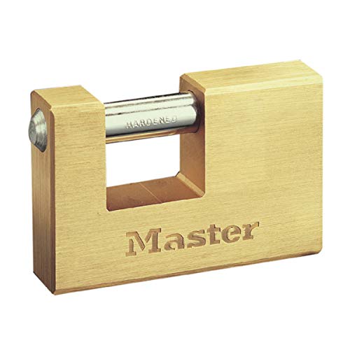Master Lock 606EURD Rechteckiges Vorhängeschloss aus Massivmessing mit Schlüssel, Gold, 6,5 x 6,3 x 1,4 cm von Master Lock