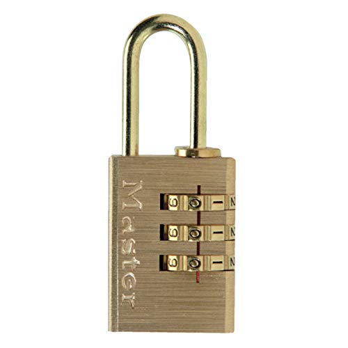 Master Lock 620EURD 3-Zahlen Zahlenschloss mit Aluminiumkörper mit Messing-Finish, Gold, 5,6 x 3 x 1,4 cm von Master Lock