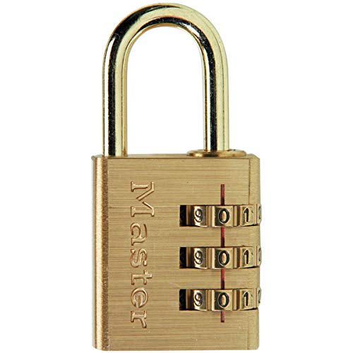Master Lock 630EURD 3-Zahlen Zahlenschloss mit Aluminiumkörper mit Messing-Finish, Gold, 6,5 x 3 x 1,5 cm von Master Lock