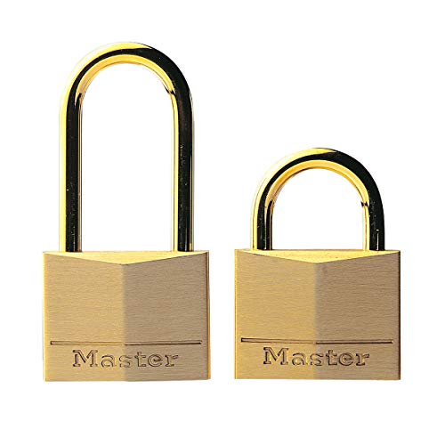 Master Lock 635EURT 2-er Pack Schlüssel Vorhängeschloss aus Messing, Gold, 4,7 x 3,4 x 1,2 cm von Master Lock