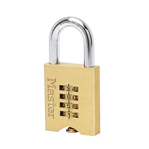 Master Lock 651EURD 4-Zahlen Zahlenschloss aus Massivmessing, Gold, 10 x 5,1 x 1,3 cm von Master Lock